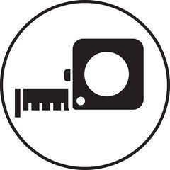 Poster - Measuring tape icon vector. Fill style sign for mobile concept and web design. simple roll meter tape symbol illustration isolated on transparent background. Roulette construction symbol.