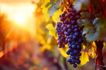 Wall Mural - Red grapes ripening in the vineyard