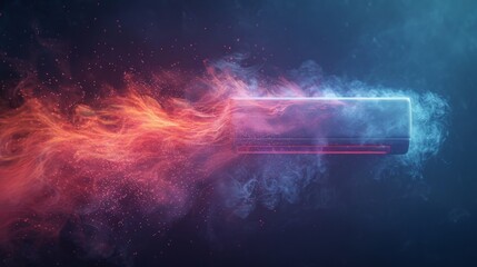 Aufkleber - Modern air flow with ion positive and negative icons. Airflow with abstract light flowing from an air conditioner, purifier, or humidifier.