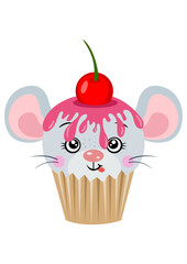 Poster - Cute mouse on top of a delicious cupcake