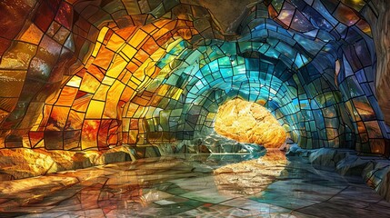 Canvas Print - tunnel stained glass window 