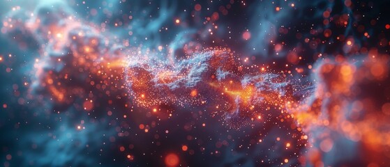 Fototapete - Business analytics, finance, neural networks, AI, and machine learning. Data flow concept and big data technology.