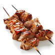 Shashlik or shish kebab prepared on barbecue grill isolated on white