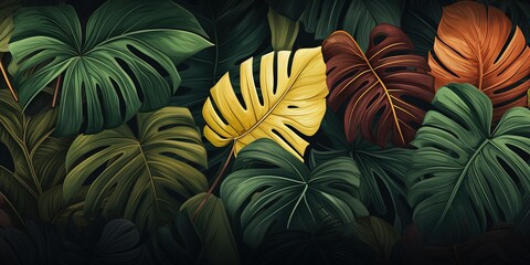 Wall Mural - Tropical Leaves Background