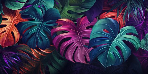 Wall Mural - Tropical Leaves Background