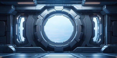 Wall Mural - Futuristic machine or Sci-fi style futuristic facility external panel surface background. Exterior of scifi device.