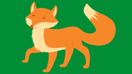 Wall Mural - Cute fox on a green background. Vector illustration in flat style.