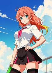 Poster - Beautiful anime girl in vibrant color grading