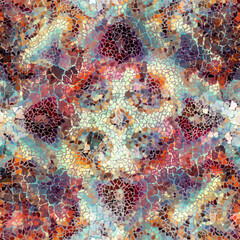 Fototapete - Seamless mosaic art pattern. Grunge vector texture