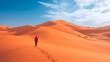 lone camel caravan making its way through the dunes background