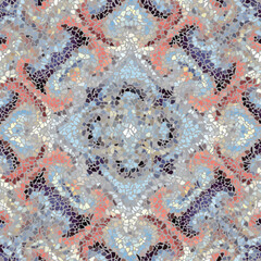 Fototapete - Seamless background pattern. Irregular decorative geometric mosaic art tile pattern from uneven broken pieces.
