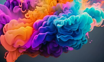 Wall Mural - A vivid paint splash swirling, mix of colors as two chemicals reaction 4K Video