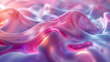 Wall Mural - abstract 3d holographic gradient glass with iridescent pink and purple colors