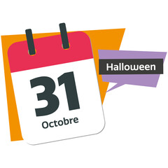 Wall Mural - French Halloween Day - French 31 October calendar date