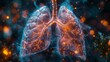 A close up of a lung with orange and blue colors