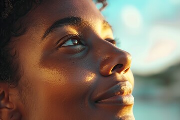 Canvas Print - A woman with a beautiful smile and a glowing face