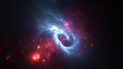 Wall Mural - vibrant cosmic with swirling nebulae, stars, and interstellar clouds in hues of blue and red. 3d ren
