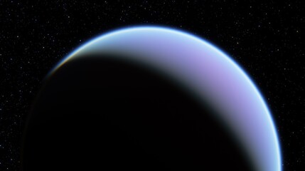 Wall Mural - planet gas giant, with thin atmospheric glow, set against deep black of space sprinkled with stars. 