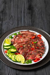 Wall Mural - crying tiger, grilled and thinly sliced ribeye steak