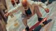 © Viorel Sima - old fashion man riding his skateboard