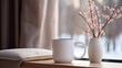 Mug blanc ou tasse de thé, café. Mock-up. Éléments décoratifs. Fond pour conception et création graphique. 