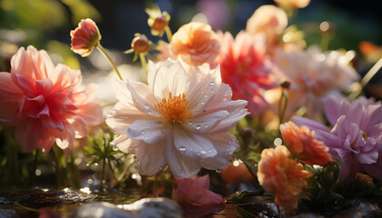 Wall Mural - bouquets of flowers in the garden. floral background for design