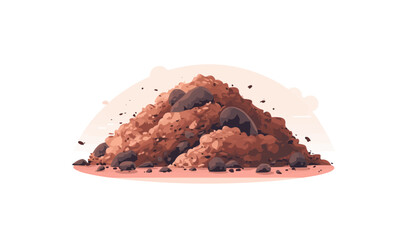 A pile of rocks and dirt with a white background