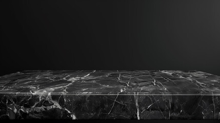 Wall Mural - Empty marble black table countertop on black background, 