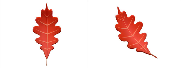 cartoon red leaves on a white background 3d rendering