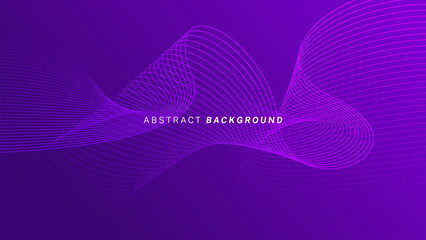Wall Mural - Abstract glowing wave lines on dark purple background. Dynamic wave pattern. Modern flowing wavy lines. Futuristic technology concept. Suit for banner, poster, cover, brochure, flyer, website