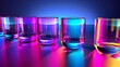 Abstract Neon Light Glass Cylinder Background