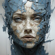 An intricate cubist representation of a woman's face, illustrating shattered elegance