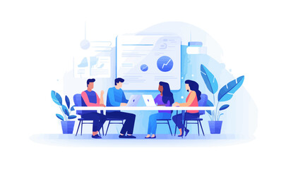 Poster - team collaboration vector flat minimalistic isolated illustration