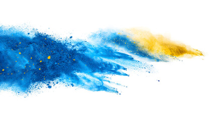 Wall Mural - Palau flag colours powder exploding on isolated background