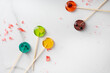 Sugar fruits lollypop candy confection childhood concept