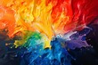 Rainbow colors splashing and blending in an abstract explosion of paint