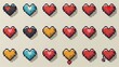 18 Health Icons. Pixel Art (Retro Style) gaming icons.