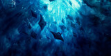 Fototapeta Londyn - A group of manta rays filter plankton in a feeding frenzy, creating a mesmerizing underwater ballet photography