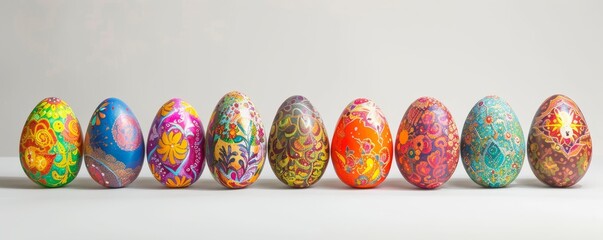 Wall Mural - Spring's Palette: An Enchanting Corner of Intricately Decorated Easter Eggs