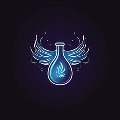 Poster - Potion wing with line art style logo icon design template