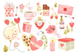 Fototapeta Pokój dzieciecy - Cute love heart design for greeting card, candy, chocolate or cake sweet pack, sweet flower bouquet