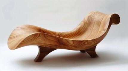 A wooden chair with a curved back and legs, AI