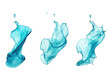 Set of light blue liquid wave splash water isolated on transparent background, transparency image, removed background