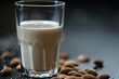 a glass of milk and almonds