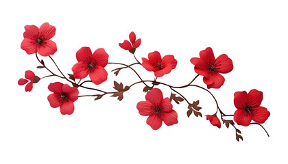 red flowers isolated on transparent background cutout