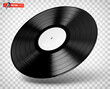 Vector realistic illustration of a vinyl record on a transparent background.