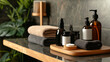 Personal Care Products for Men on Table.