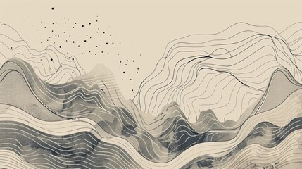 Wall Mural - Animated Japanese wave modern background, abstract template with line pattern, oriental layout design.