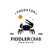 vintage retro hipster fiddler crab logo vector outline silhouette art icon