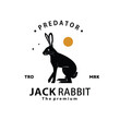 vintage retro hipster jack rabbit logo vector outline silhouette art icon
